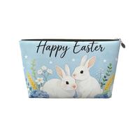 Small Makeup Bag for Purse - Waterproof Travel Toiletry Cosmetic Bags Portable Leather Makeup Storage Pouch Women Cosmetic Accessories Organizer(Happy Rabbit Flower)
