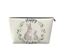 Small Makeup Bag for Purse - Waterproof Travel Toiletry Cosmetic Bags Portable Leather Makeup Storage Pouch Women Cosmetic Accessories Organizer(Happy Easter Bunnys)