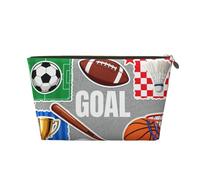 Small Makeup Bag for Purse - Waterproof Travel Toiletry Cosmetic Bags Portable Leather Makeup Storage Pouch Women Cosmetic Accessories Organizer(Sports Ball Game)