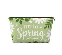 Small Makeup Bag for Purse - Waterproof Travel Toiletry Cosmetic Bags Portable Leather Makeup Storage Pouch Women Cosmetic Accessories Organizer(Hello Spring)