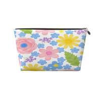 Small Makeup Bag for Purse - Waterproof Travel Toiletry Cosmetic Bags Portable Leather Makeup Storage Pouch Women Cosmetic Accessories Organizer(Spring Flower)