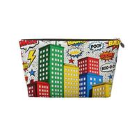 Small Makeup Bag for Purse - Waterproof Travel Toiletry Cosmetic Bags Portable Leather Makeup Storage Pouch Women Cosmetic Accessories Organizer(Comic City Explosion)