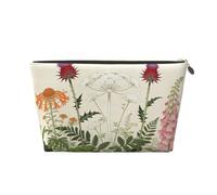 Small Makeup Bag for Purse - Waterproof Travel Toiletry Cosmetic Bags Portable Leather Makeup Storage Pouch Women Cosmetic Accessories Organizer(Spring Wildflowers)