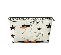 Small Makeup Bag for Purse - Waterproof Travel Toiletry Cosmetic Bags Portable Leather Makeup Storage Pouch Women Cosmetic Accessories Organizer(Duck)