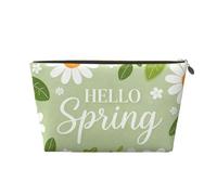 Small Makeup Bag for Purse - Waterproof Travel Toiletry Cosmetic Bags Portable Leather Makeup Storage Pouch Women Cosmetic Accessories Organizer(Hello Spring Flower)