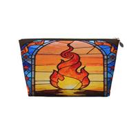 Small Makeup Bag for Purse - Waterproof Travel Toiletry Cosmetic Bags Portable Leather Makeup Storage Pouch Women Cosmetic Accessories Organizer(Art Glass Fire)