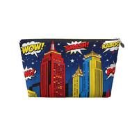 Small Makeup Bag for Purse - Waterproof Travel Toiletry Cosmetic Bags Portable Leather Makeup Storage Pouch Women Cosmetic Accessories Organizer(Comic Night City)