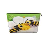 Small Makeup Bag for Purse - Waterproof Travel Toiletry Cosmetic Bags Portable Leather Makeup Storage Pouch Women Cosmetic Accessories Organizer(Spring Bee)