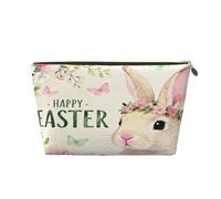 Small Makeup Bag for Purse - Waterproof Travel Toiletry Cosmetic Bags Portable Leather Makeup Storage Pouch Women Cosmetic Accessories Organizer(Happy Easter Bunny)