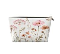 Small Makeup Bag for Purse - Waterproof Travel Toiletry Cosmetic Bags Portable Leather Makeup Storage Pouch Women Cosmetic Accessories Organizer(Spring Butterfly Flowers)