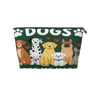 Small Makeup Bag for Purse - Waterproof Travel Toiletry Cosmetic Bags Portable Leather Makeup Storage Pouch Women Cosmetic Accessories Organizer(Happy Dogs)