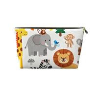 Small Makeup Bag for Purse - Waterproof Travel Toiletry Cosmetic Bags Portable Leather Makeup Storage Pouch Women Cosmetic Accessories Organizer(Jungle Sloth Lion Giraffe)