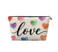 Small Makeup Bag for Purse - Waterproof Travel Toiletry Cosmetic Bags Portable Leather Makeup Storage Pouch Women Cosmetic Accessories Organizer(Colorful Love)