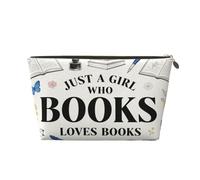 Small Makeup Bag for Purse - Waterproof Travel Toiletry Cosmetic Bags Portable Leather Makeup Storage Pouch Women Cosmetic Accessories Organizer(Just A Girl Love Books)