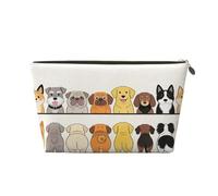 Small Makeup Bag for Purse - Waterproof Travel Toiletry Cosmetic Bags Portable Leather Makeup Storage Pouch Women Cosmetic Accessories Organizer(Cute Happy Dogs)