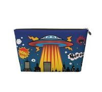 Small Makeup Bag for Purse - Waterproof Travel Toiletry Cosmetic Bags Portable Leather Makeup Storage Pouch Women Cosmetic Accessories Organizer(Blue Comic City Hero)