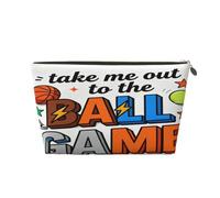 Small Makeup Bag for Purse - Waterproof Travel Toiletry Cosmetic Bags Portable Leather Makeup Storage Pouch Women Cosmetic Accessories Organizer(Ball Game)