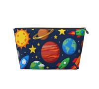 Small Makeup Bag for Purse - Waterproof Travel Toiletry Cosmetic Bags Portable Leather Makeup Storage Pouch Women Cosmetic Accessories Organizer(Galaxy Rocket)