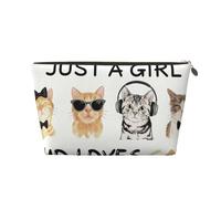 Small Makeup Bag for Purse - Waterproof Travel Toiletry Cosmetic Bags Portable Leather Makeup Storage Pouch Women Cosmetic Accessories Organizer(Girl Love Cute Cat)