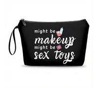 Small Makeup Bag for Women, Black Flat Zip Wrist Pouch, 1-Piece Case