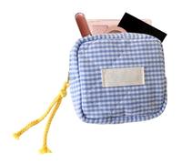 Small Makeup Bag, Makeup Bag Small | Small Makeup Zip Bags, Portable, Square, Checked Cosmetic Bag, Travel Bag for Car Keys, Headphones, , blue, see description, See description