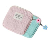 Small Makeup Pouch 2Pcs Mini Makeup Bag, Flower Pattern Small Cosmetic Pouch with Zipper Closure, 4.5x0.8x4.5" Polyester Coin Purse, Mini Storage Bag for Card
