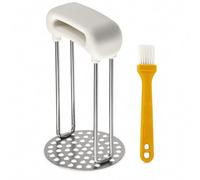 Small Mash Potato Masher (D 2.8" X H 4.9"), Stainless Steel Potatoes Smasher with Horizontal Handle and Cleaning Brush, Metal Food Pounder Kitchen Tool, for Avocado, Bean, Yam, Vegetable