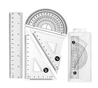 Small Maths Set, Clear Ruler and Protractor, Fast to Read Easy to Carry, 15cm Ruler include Protractor, Triangle Rule, Geometry Set for Class Supplies and School(Clear)
