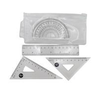 Small Maths Set with Clear Ruler and Protractor, 15cm Ruler Geometry Set with Triangle Rule, Compact Measuring Tools for School, Office and Home Use