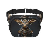 Small mechanical deer Fitness travel shoulder bag, fashionable and casual waist bag, square double-layer waist bag, Black, One Size, Black, One Size