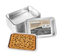 Small-Medium Disposable Baking Trays [10 Pack] - Heavy-Duty Aluminium Foil Tray Bakes (26 x 17.7 x 3.6 cm) | Oven, BBQ, Fridge & Freezer Safe | UK-Made Recyclable Tins for Cooking, Roasting & Catering