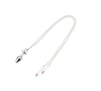Small Medium Large Anal Beads Butt Plug Pearl Nipple Clamps Set with Chain Metal Breast Clip Bondage Slave Couple Game Sex Toy White L