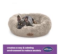 Silentnight Donut Calming Dog Bed - Calming Dog Cat Pet Bed Anxiety Relief Soft Fluffy Doughnut Pillow - Easy Clean Machine Washable Luxury Plush Dog Pillow Basket - 70cm - Natural