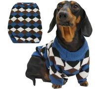 Small Medium Size Dog Cat Winter Sweater, Warm Thick Argyle Pattern Knitted Pullover Clothing for Pet (X-Small)