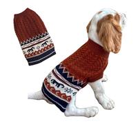 Small Medium Sized Dogs Cats Knitted Sweater for Winter Warm, Cozy Fair Isle Nordic Pullover Clothing for Pet (Red,M)