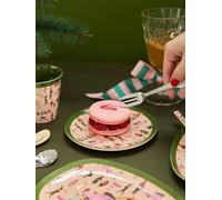 Small melamine pie plate HOLIDAY PRINT RICE rosy