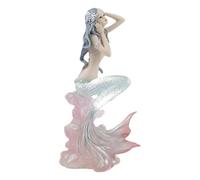 Small Mermaid Ornament | Song Mermaid Sitting On The Seabed Sculpture | Decorative Shiny Mermaid Christmas Decoration for Car, Home and Office