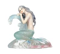 Small Mermaid Ornament | Song Mermaid Sitting On The Seabed Sculpture | Decorative Shiny Mermaid Christmas Decoration for Car, Home and Office