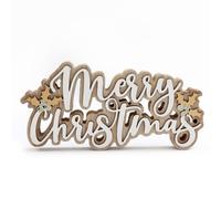 Small Merry Christmas Word Block | Freestanding Wooden Merry Christmas Sign | Standing Merry Christmas Letters Ornament - 22cm