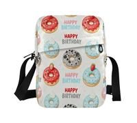 small messenger bag for women green crossbody bags for women Cross Body Purses Adjustable Strap for School School-Happy Birthday Colorful Donuts