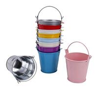 Small Metal Buckets Colorful, Galvanized Tinplate Tin Pails with Handles 10Pack/ 7.5cm Height for Party Favor, Wedding, Candy Box, Votive Candles, Trinkets, Mini Plant Pot Garden Container