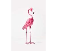 Small Metal Pink Flamingo, 38 cm tall Homescapes Pink One Size