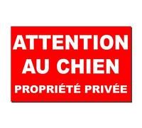 Small Metal Plaque "Attention au Chien et Proprietre" (Beware of the Dog and Private Property) Red [French Language]