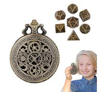 Small Metal Polyhedral Dice, Tiny Role Playing Dice Set - Portable Dice Board Games,Metal Dice with Role Play Dice with Shell for Pocket Watch for Gamer