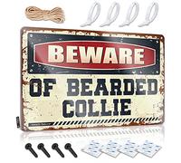 Small Metal Tin Beware Of Bearded Collie Sign Tin Sign Decor Funny Decor For Bar(20X30CM)
