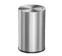 Small Metal Trash Can 24 n with Flipping Lid Silver Wastebasket for Bathroom Kitchen Bedroom Ga Laundry Room & Playroom9L Garba Bin