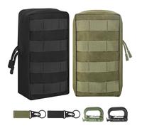 Small Military Waist Pack - 2 Pcs Hiking Waist Bag, Waterproof Pouches Tactical, Military Accessory Bag Compact, Small Waist Pack EDC Bag with D Buckle for Camping Hunting Trekking (Black+Brown)