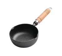 Small Milk Pan Frying Pot Compact Oil Pot for Cooking Coffee Warmer Wooden Handle Mini Sauce Pan Nonstick for Restaurant Camping Home, 27.5X4Cm-Black-30x5cm