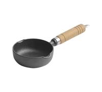 Small Milk Pan Frying Pot Compact Oil Pot for Cooking Coffee Warmer Wooden Handle Mini Sauce Pan Nonstick for Restaurant Camping Home, 27.5X4Cm-Black-27.5x4cm