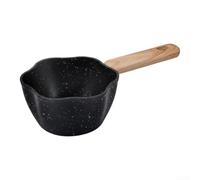 Small Milk Pot with Pour Spout - Maifanite Stone Coating Saucepan for Butter Warming Soup Simmering - Induction Safe Kitchen Cookware 23x6cm(Black)